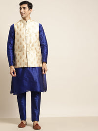SOJANYA Kurta Biru Lelaki dengan Piyama & Jaket Nehru