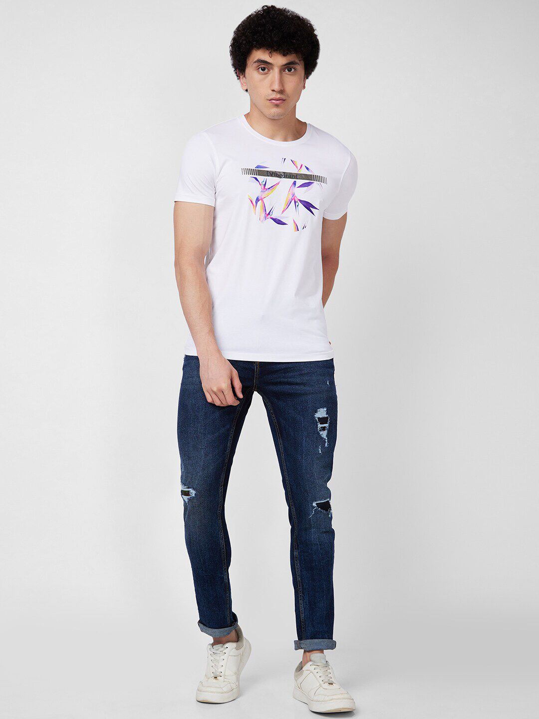 SPYKAR Men Skinny Fit Low-Rise Mildly Distressed Heavy Fade Jeans