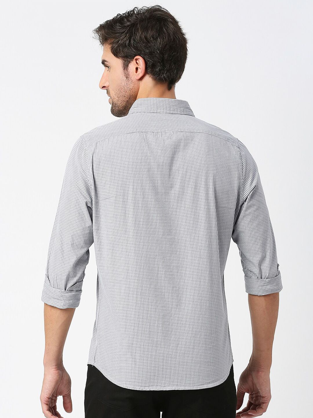 Thomas Scott Micro Checks Pure Cotton Slim Fit Casual Shirt