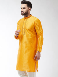 SOJANYA Lelaki Mustard Yellow Yoke Design Straight Kurta