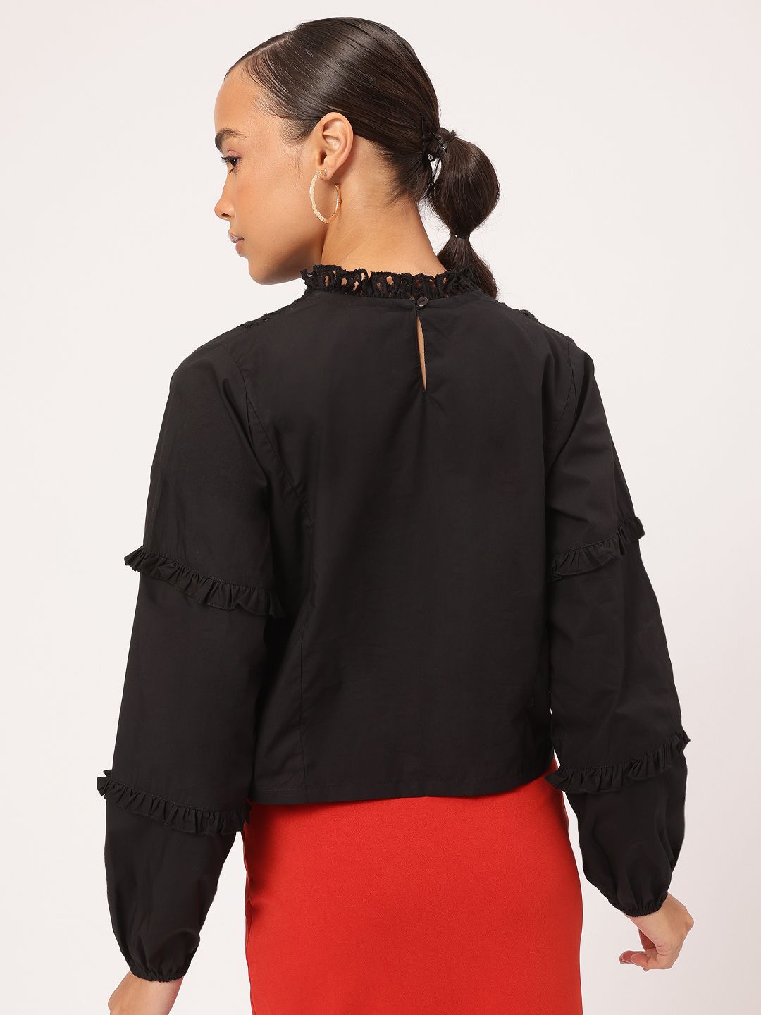 DressBerry Schiffli Show Frilled Cotton Top