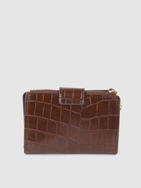 Lino Perros Women Brown Animal Printed PU Two Fold Wallet