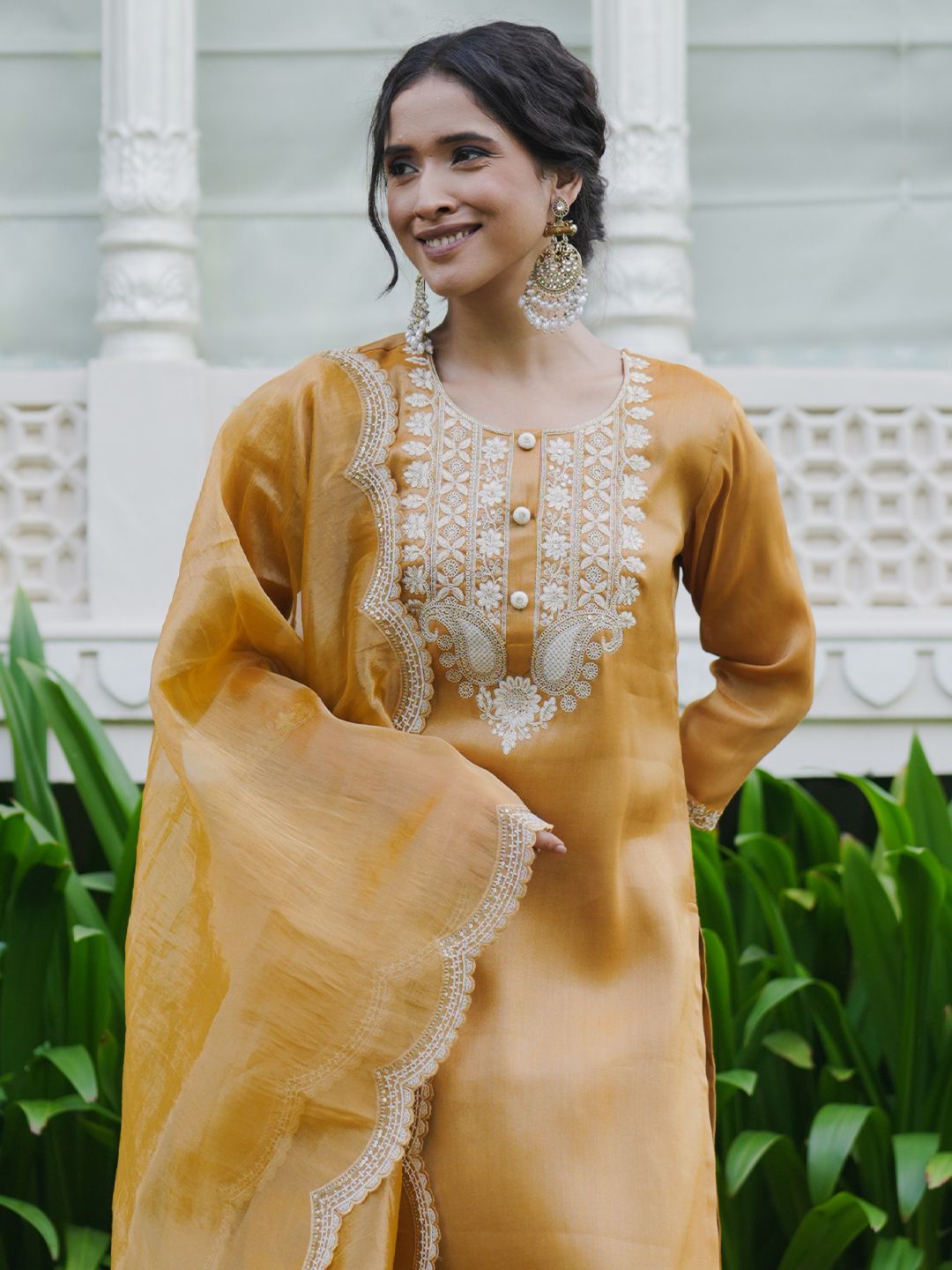 Indo Era Women Ethnic Motifs Embroidered Thread Work Kurta with Trousers With Dupatta