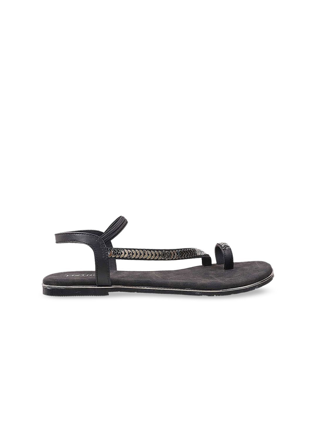 Metro Women Black Embellished One Toe Flats