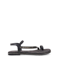 Metro Women Black Embellished One Toe Flats