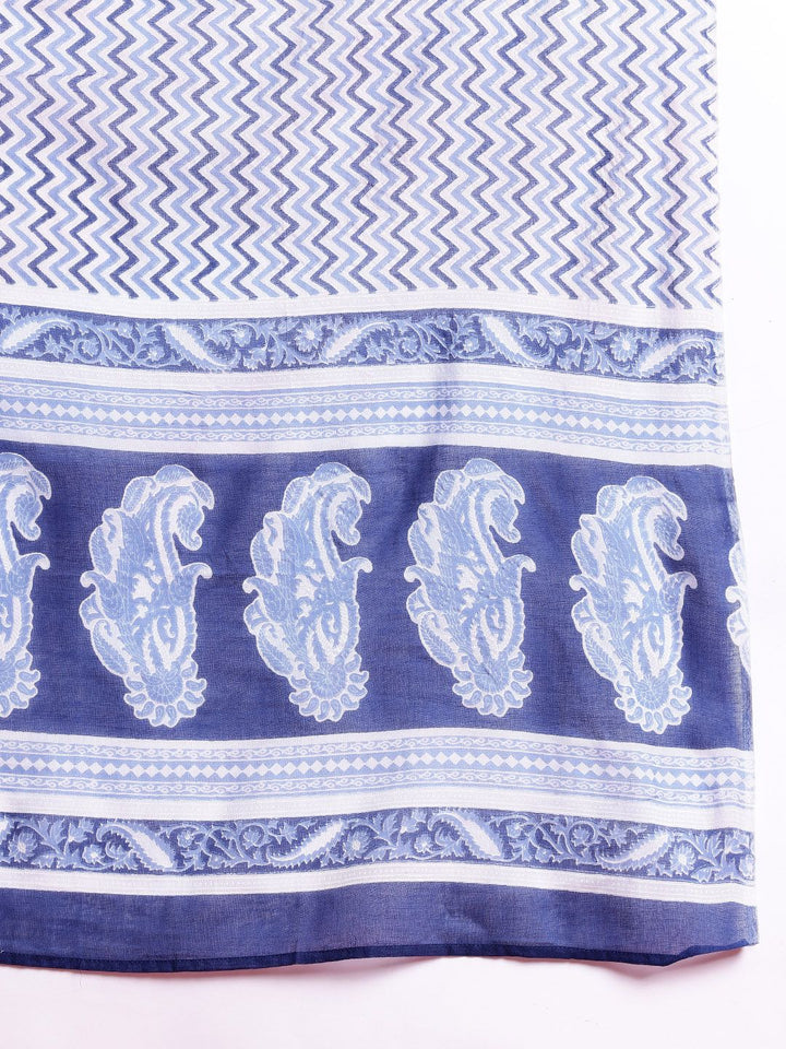Anouk Paisley Printed Regular Thread Work Pure Cotton Kurta With Trousers & Dupatta