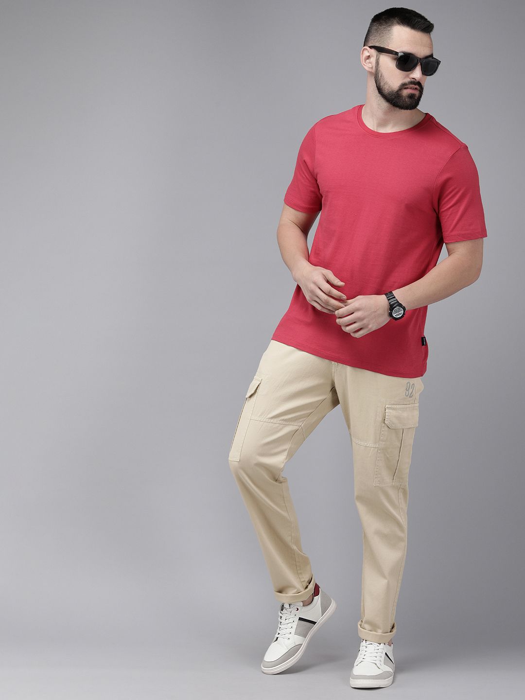 SPYKAR Men Regular Fit Pure Cotton Cargos Style Chinos