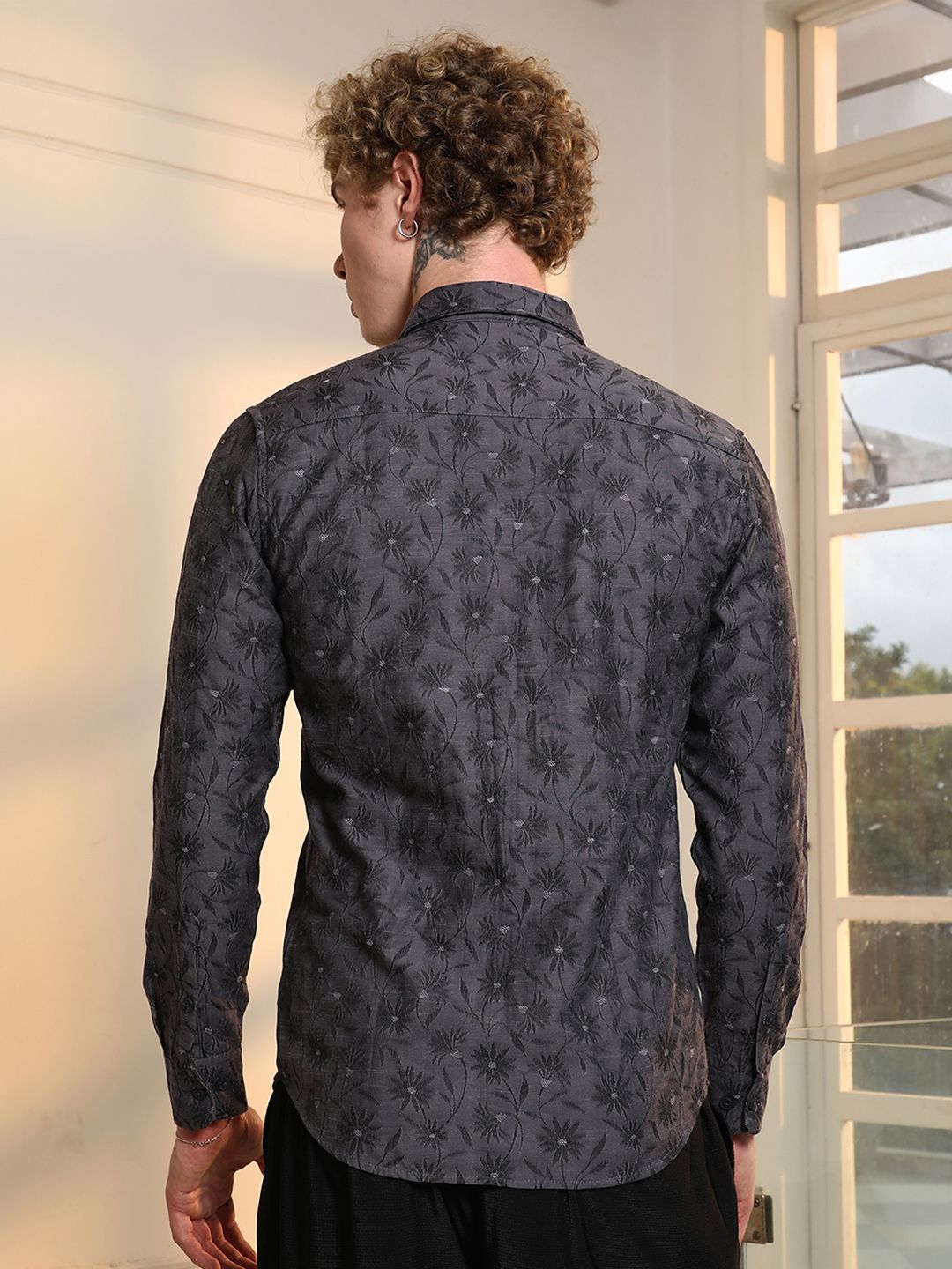Campus Sutra Comfort Floral Printed Spread Collar Casual Shirt