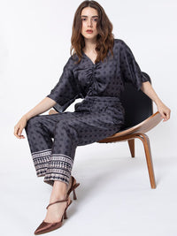 RAREISM Women Geometric Printed Slim Fit Pleated Trousers