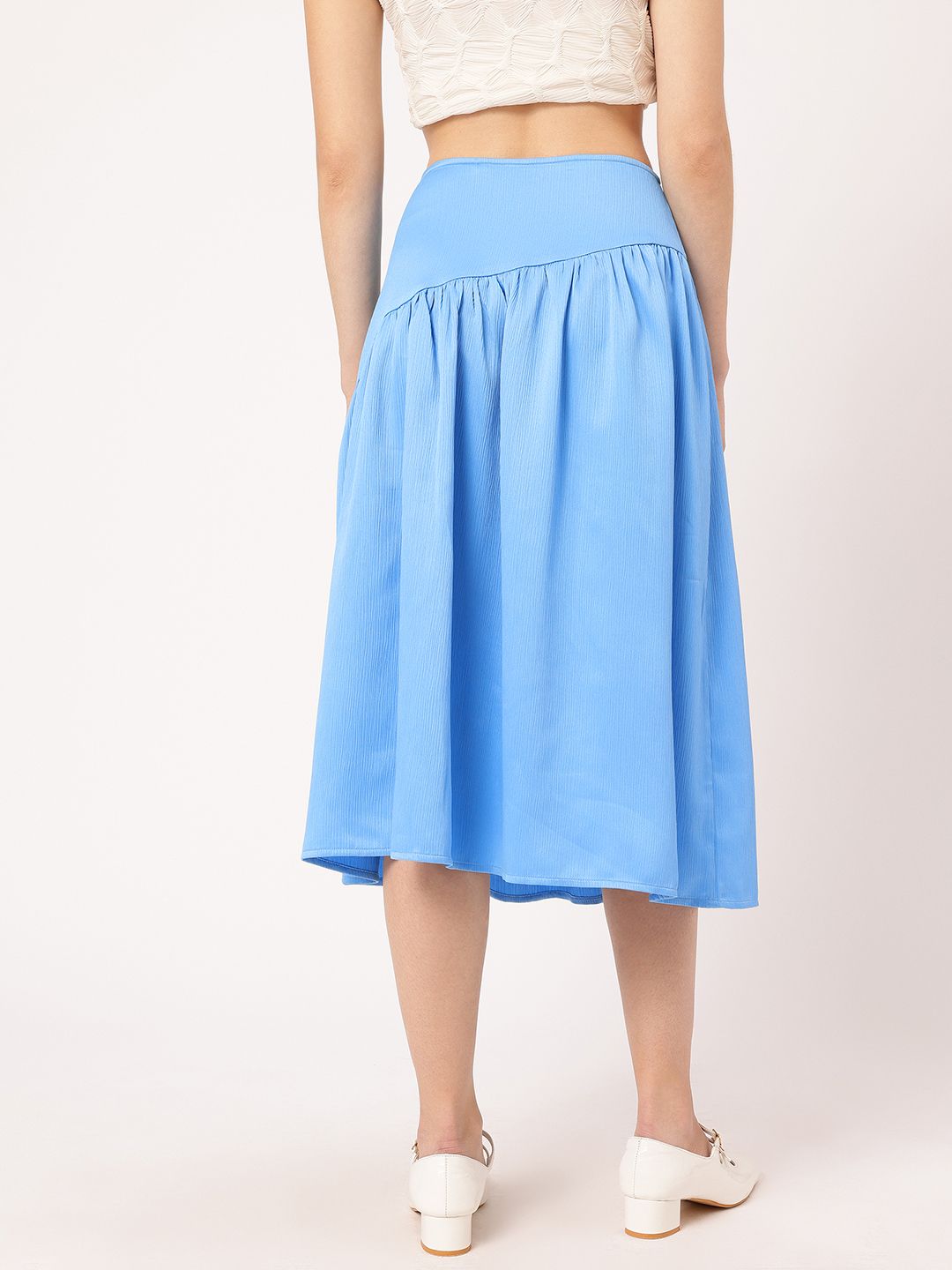 DressBerry Women Ocean Mist Crinkle Gathered A-Line Skirt