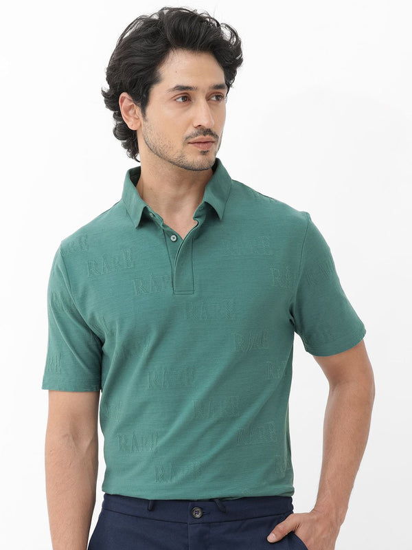 RARE RABBIT Men Gesset-2 Regular Fit Polo Collar Cotton T-Shirt