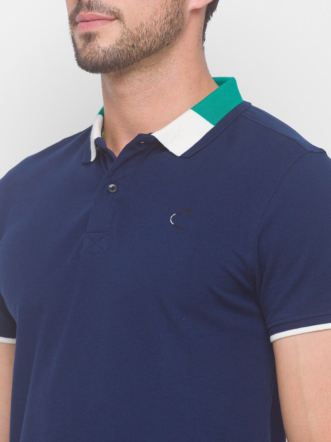 Being Human Men Navy Blue Typography Polo Collar T-shirt