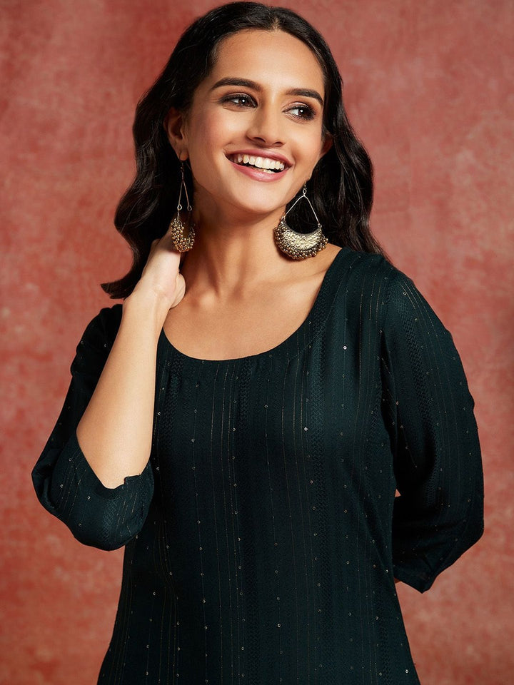 Libas Geometric Embroidered Sequinned Straight Kurta