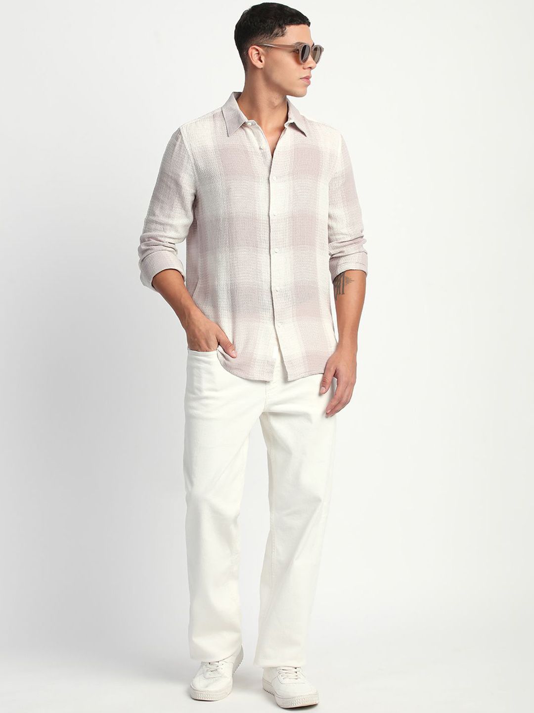 THE BEAR HOUSE Men Slim Fit Checked Casual Shirt