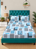 Myntra Elegant Homes Blue Geometric 400 TC King Bedsheet with 2 Pillow Covers