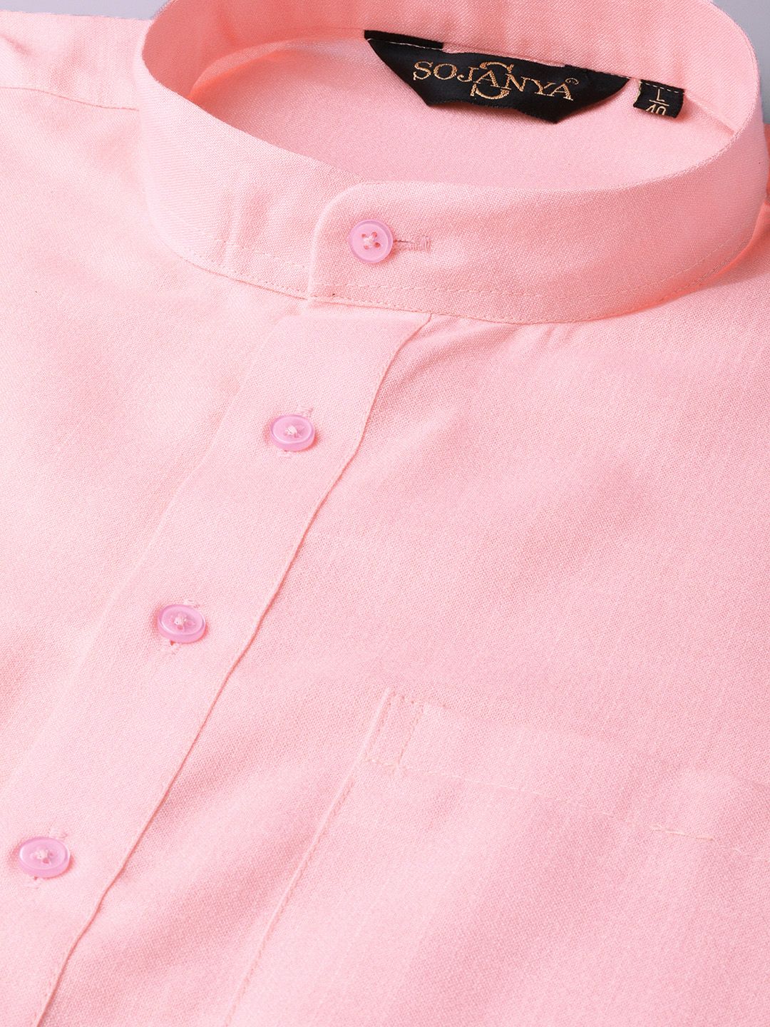 SOJANYA Men Pink Solid Kurta Straight