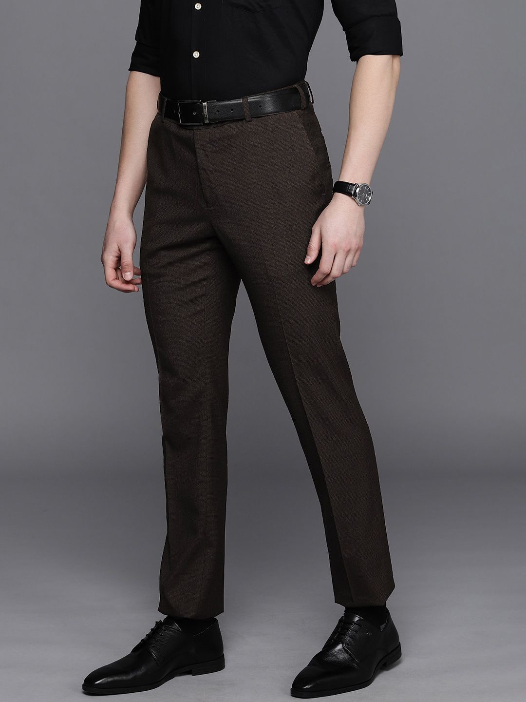 Raymond Men Checked Slim Fit Formal Trousers