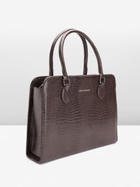 Lino Perros Croc Textured Structured Shoulder Bag