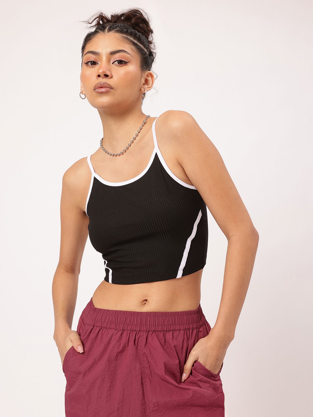 DressBerry Street-Style Core Ribbed Cami Crop Top
