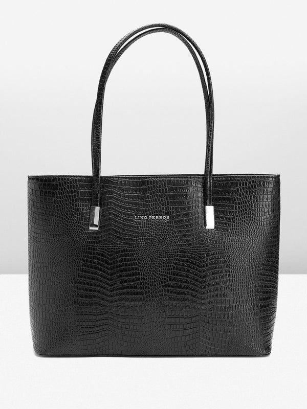 Lino Perros Croc Textured Structured Shoulder Bag