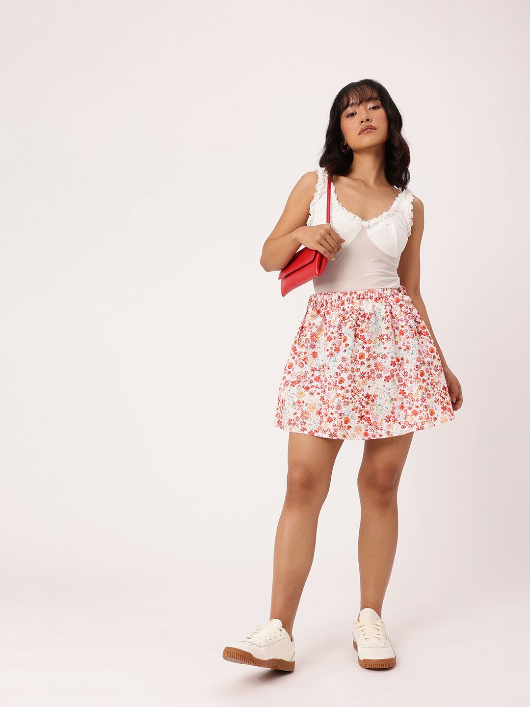 DressBerry Women Floral Printed Tie-Ups A-Line Mini Skirt