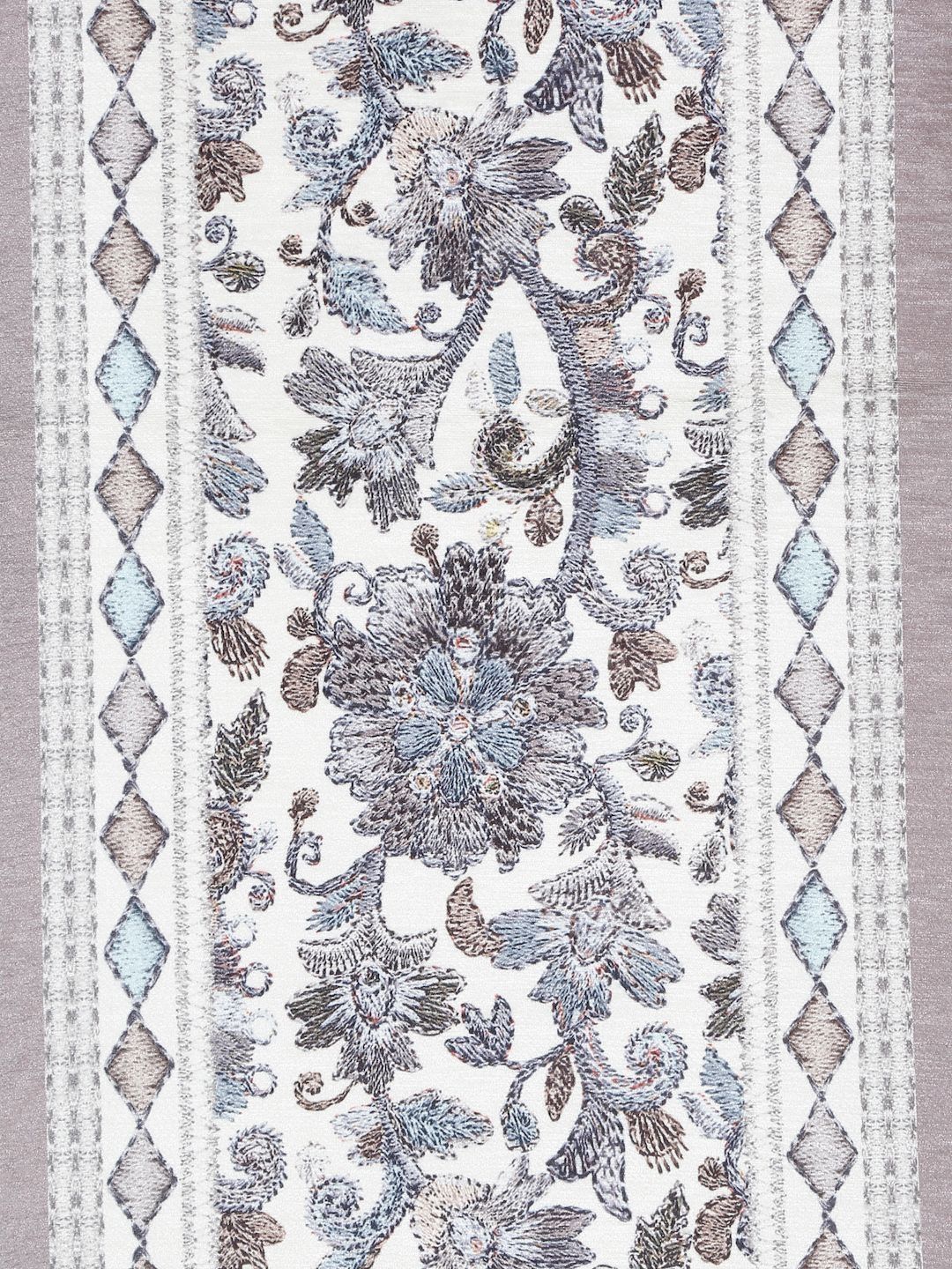 HOSTA HOMES Grey & White Abstract Printed Velvet Table Runner