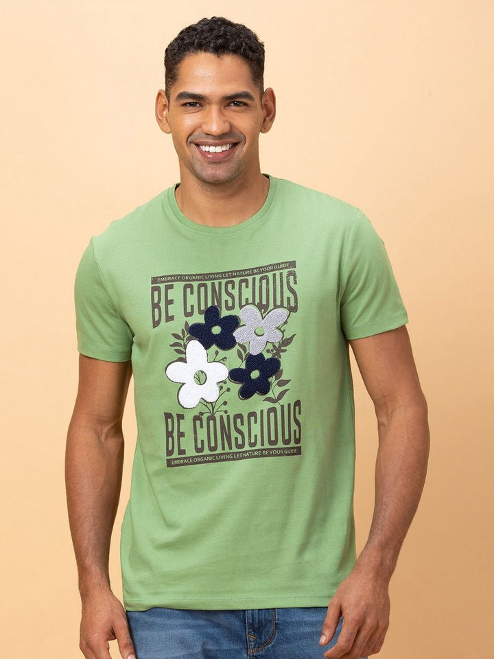 Being Human Men Printed Raw Edge Pure Cotton T-shirt
