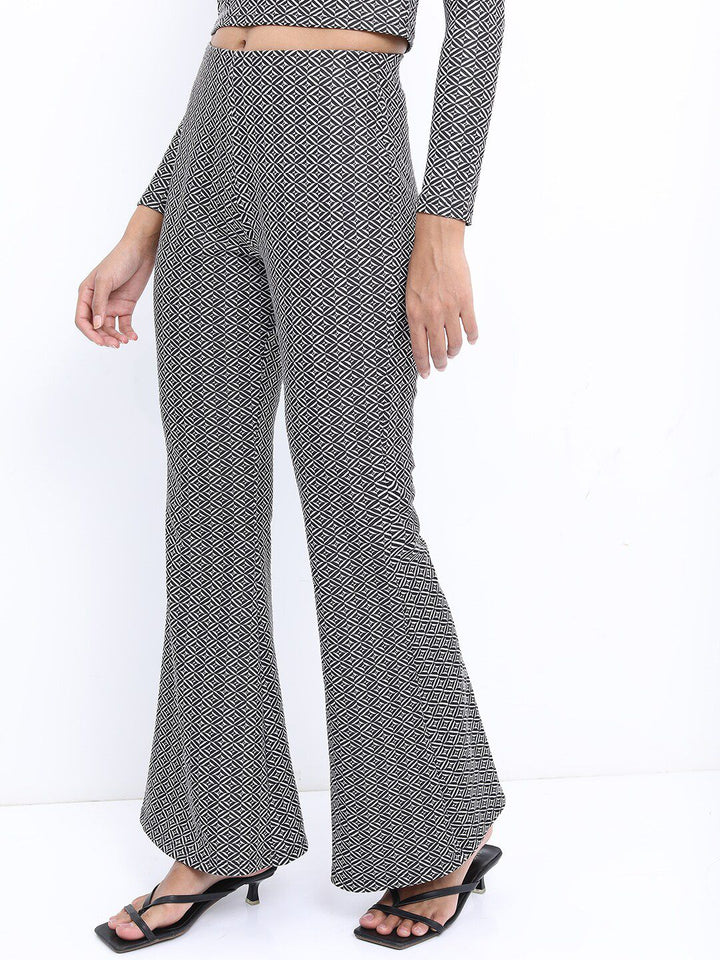 Tokyo Talkies Women Jacquard Bootcut Trousers