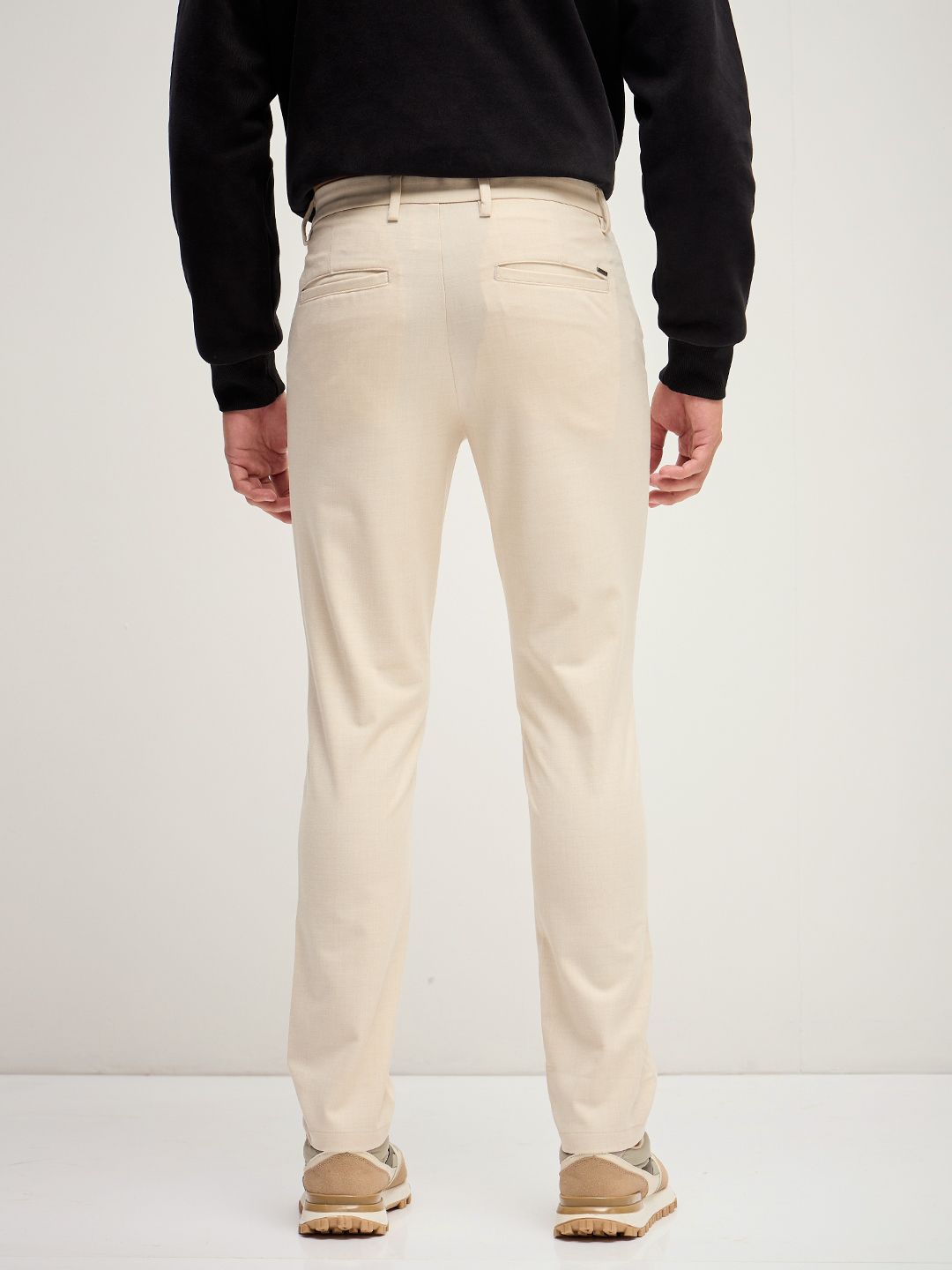 THE BEAR HOUSE Men Solid 4 Way Stretch Formal Trouser