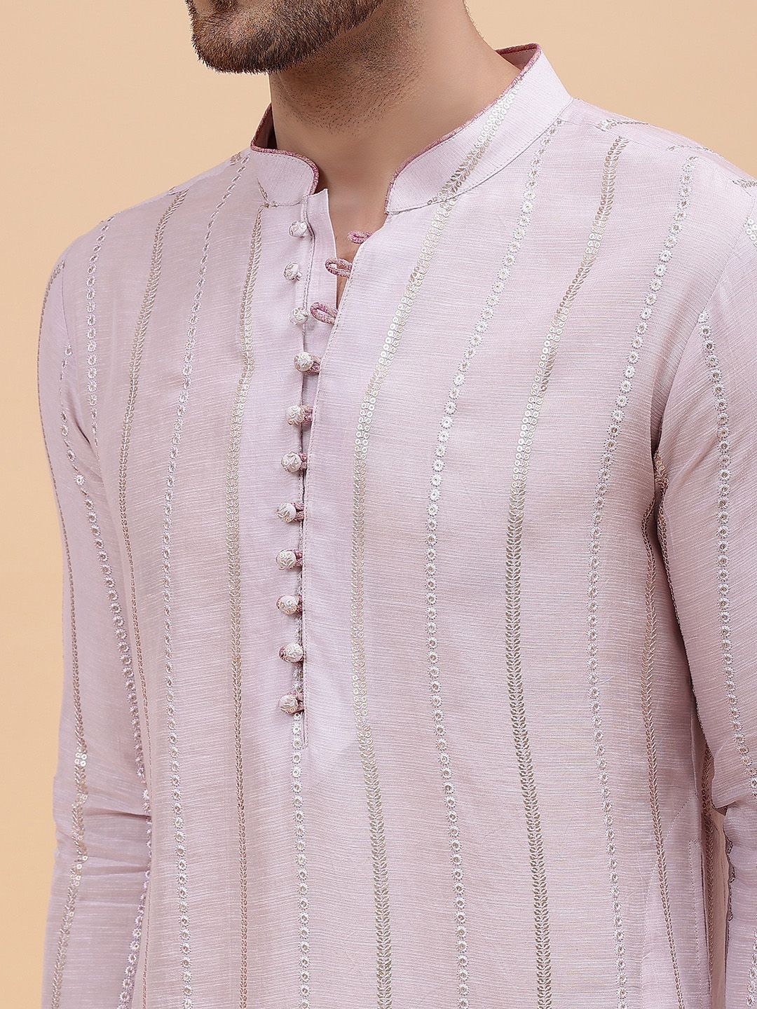 See Designs Floral Embroidered Mirror Work Chanderi Cotton Straight Kurta With Pyjama