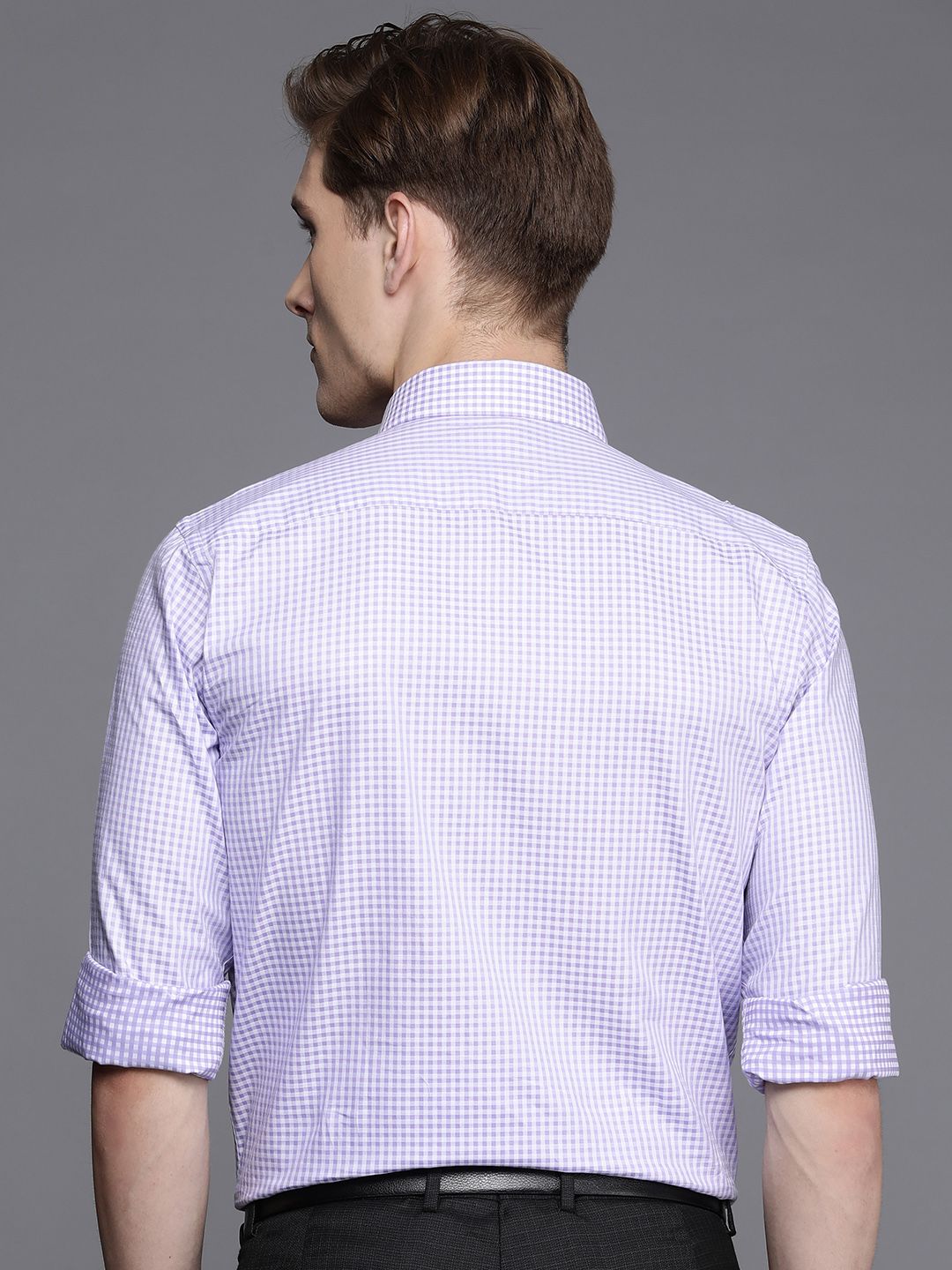Raymond Slim Fit Gingham Checks Opaque Pure Cotton Formal Shirt