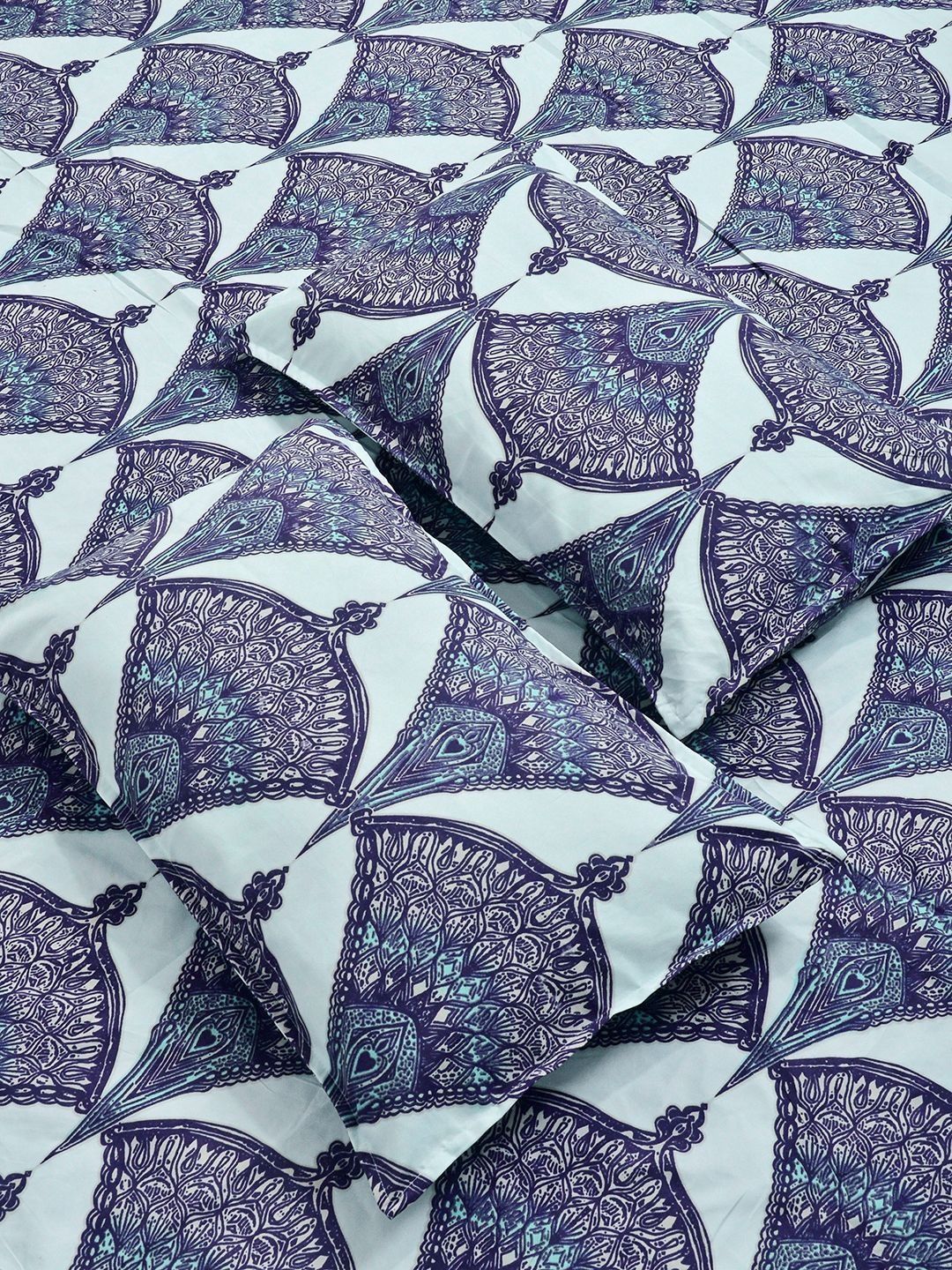 KLOTTHE Blue Geometric 300 TC Super King Fine Bedsheets