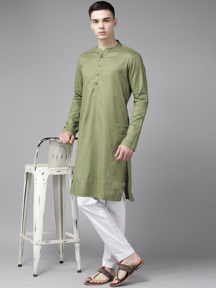 See Designs Ethnic Motifs Printed Mandarin Collar Straight Pure Cotton Kurta