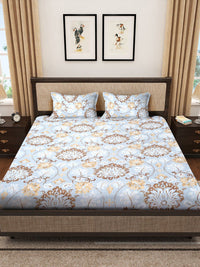 Myntra Elegant Homes Biru & Kelabu Bercetak 300 TC Set Cadar King 2.5m x 2.25m