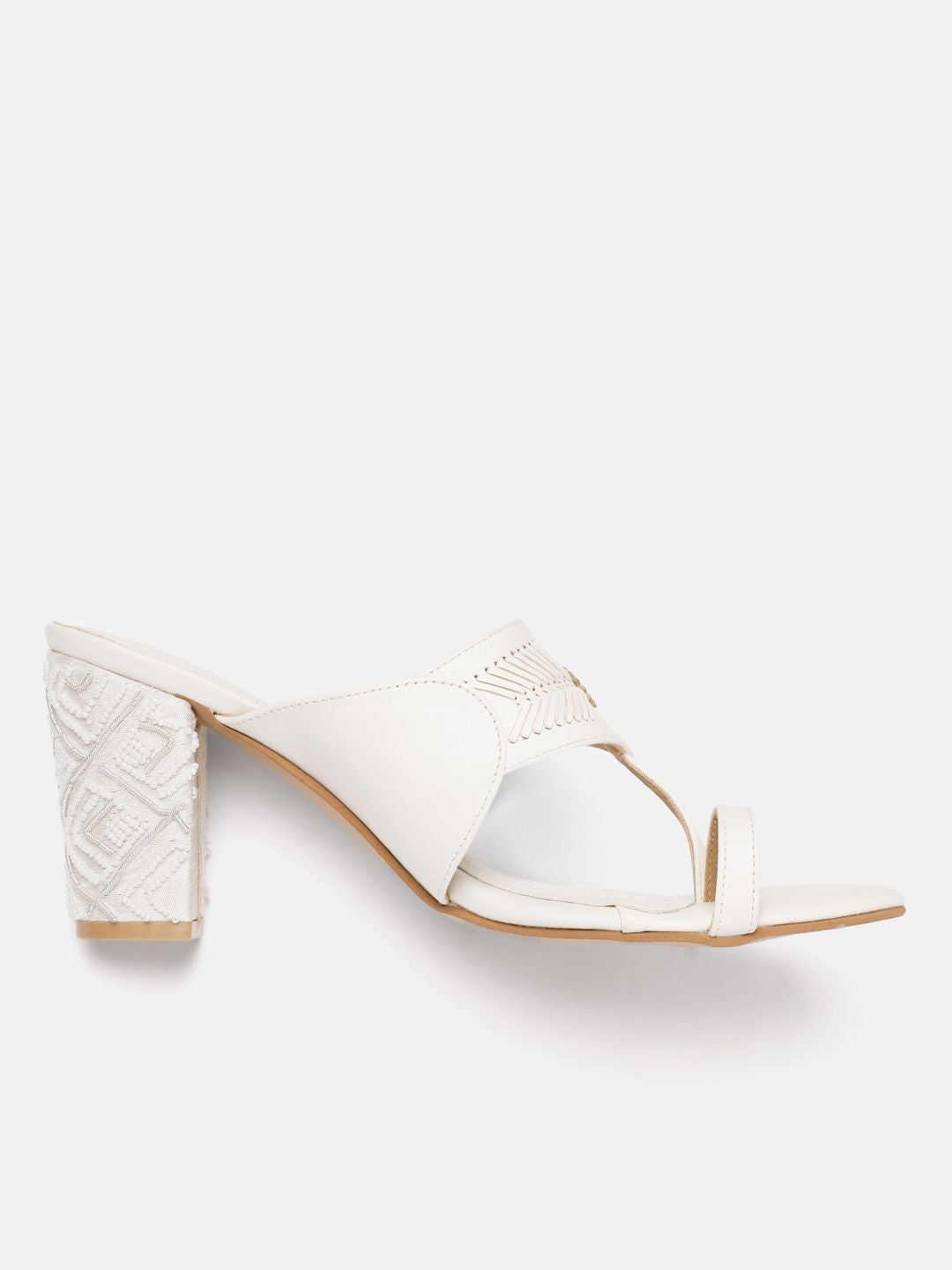 House of Pataudi Ethnic Embellished Open Toe Block Sandals