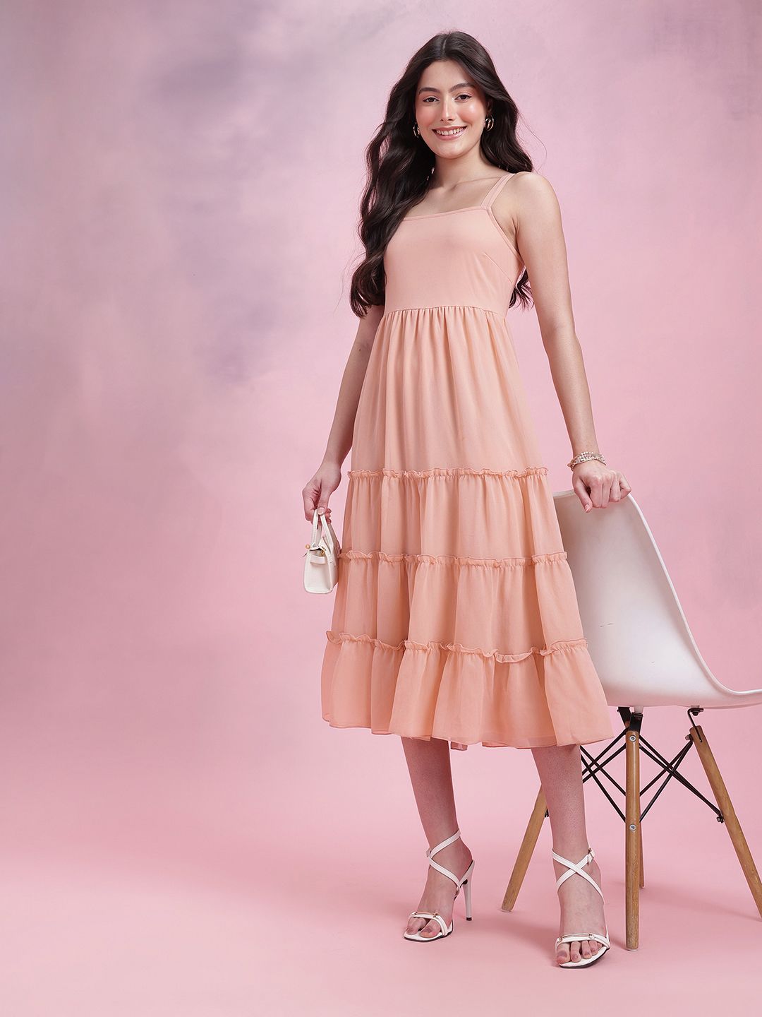 DressBerry Ruffled Fit & Flare Midi Dress