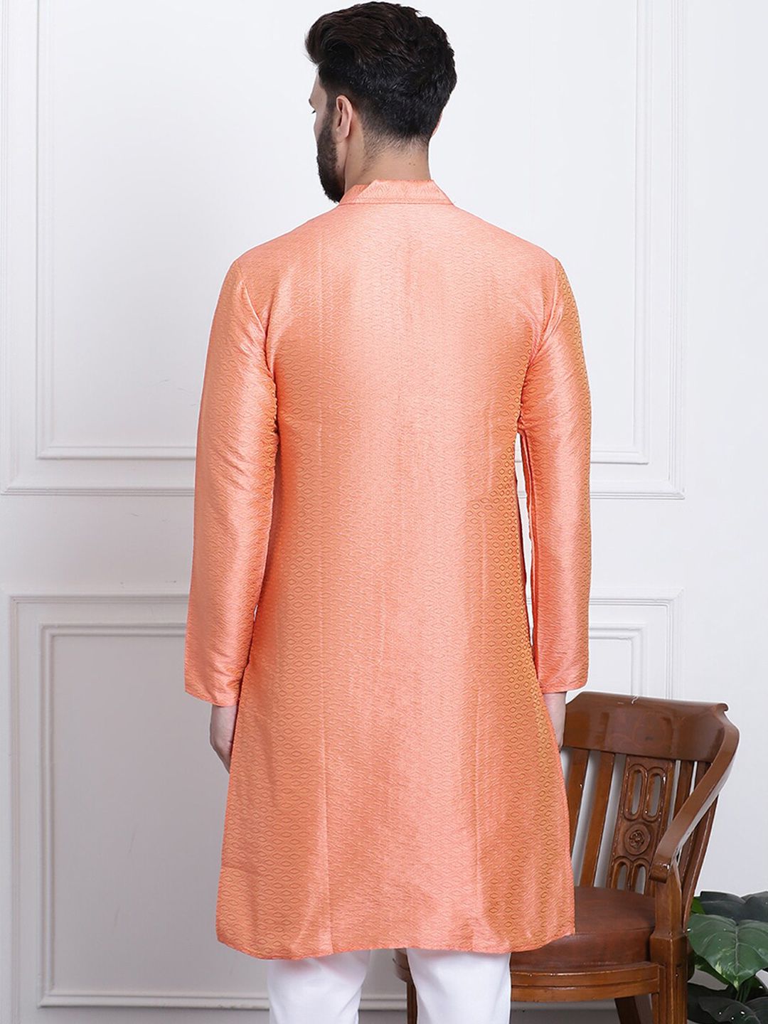 SOJANYA Kurta Lurus Kolar Mandarin Rekaan Tenun Geometrik