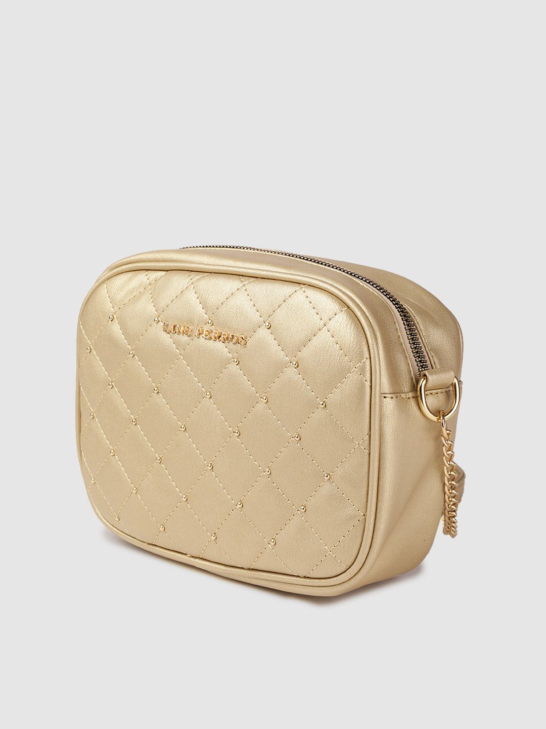 Lino Perros Women Gold-Toned Quilted Sling Bag