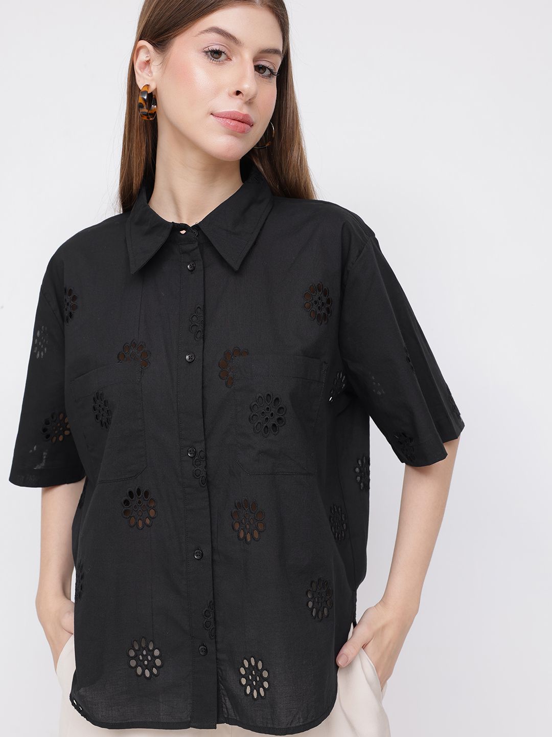 DressBerry Summer Breezies Boxy Schiffli Shirt