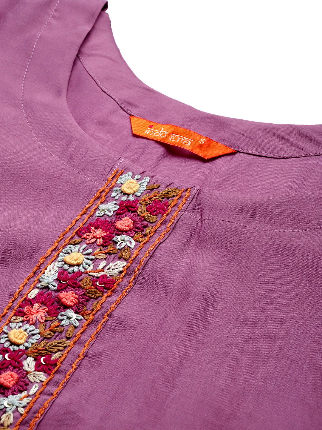 Indo Era Floral Embroidered Thread Work Kurta with Trousers & With Dupatta
