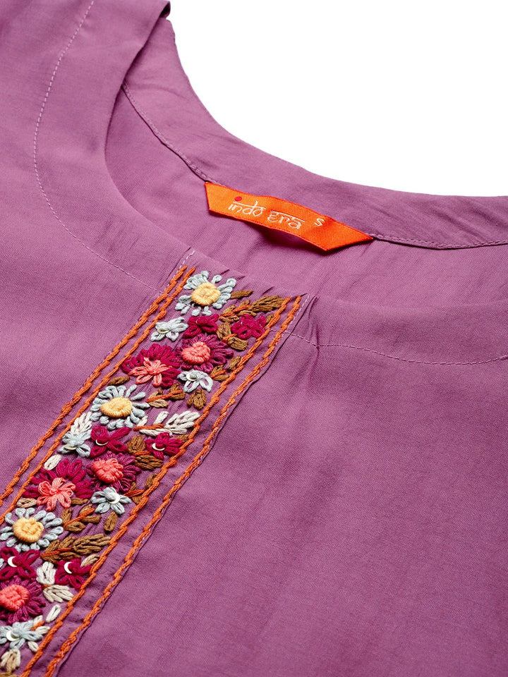 Indo Era Floral Embroidered Thread Work Kurta with Trousers & With Dupatta