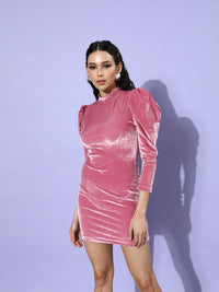 STREET 9 Women Pretty Pink Solid Velvet Dress