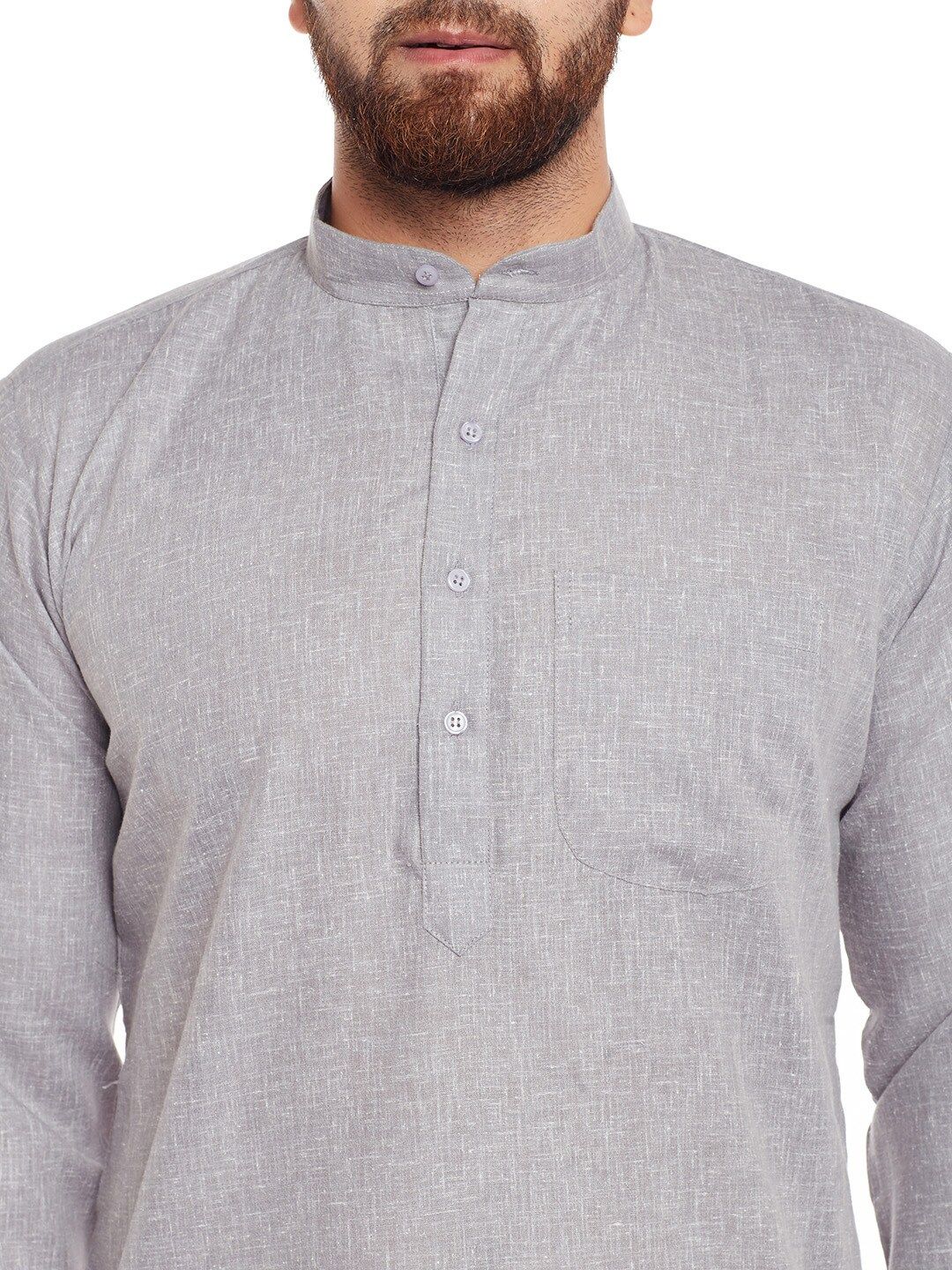 SOJANYA Men Grey Solid Straight Kurta