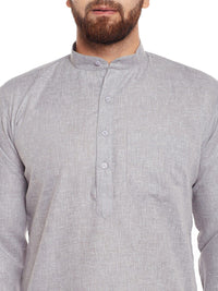SOJANYA Men Grey Solid Straight Kurta
