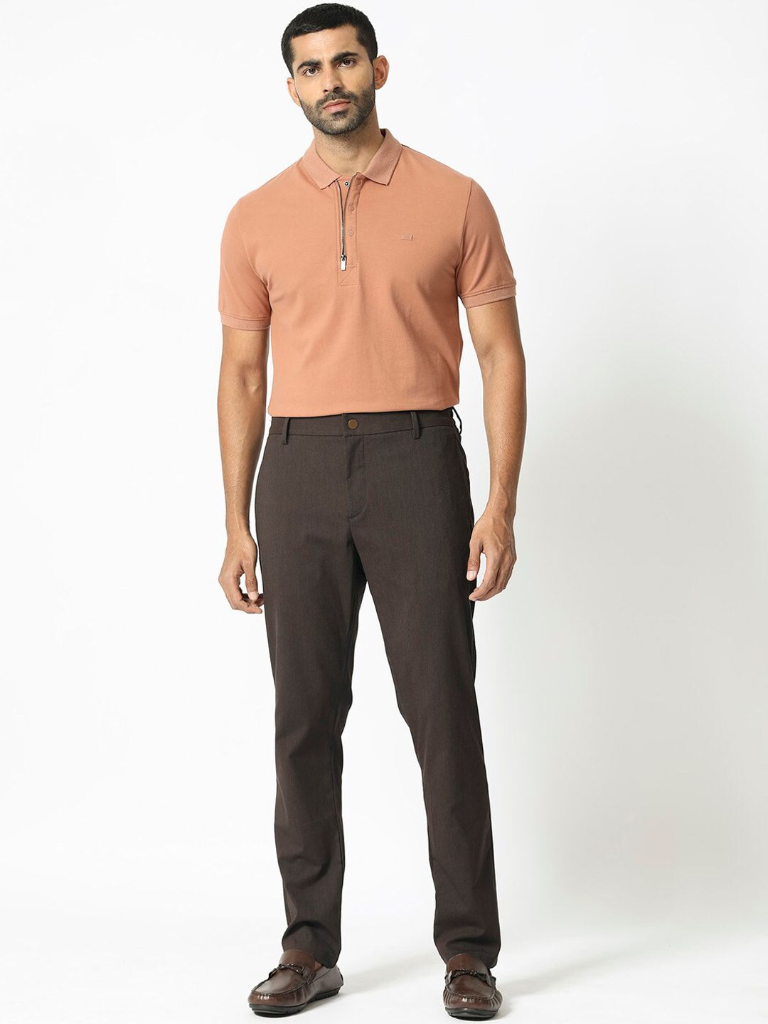 RARE RABBIT Men Piper Mid-Rise Slim Fit Cotton Trouser
