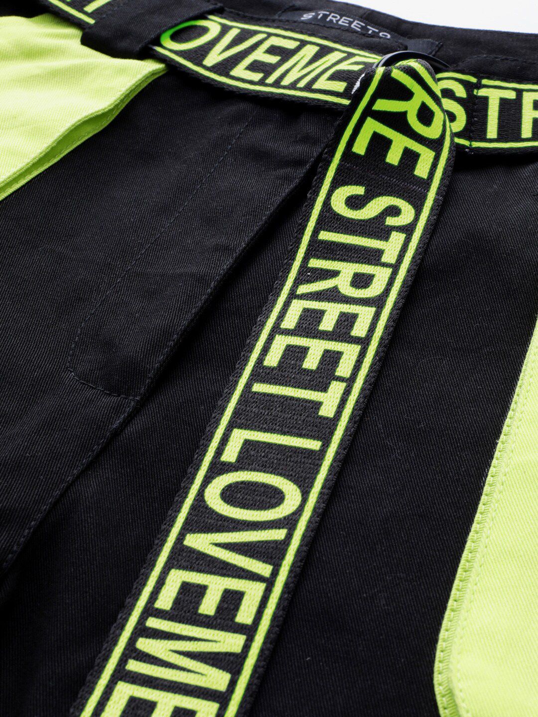 STREET 9 Women Black & Yellow Regular Fit Printed Joggers