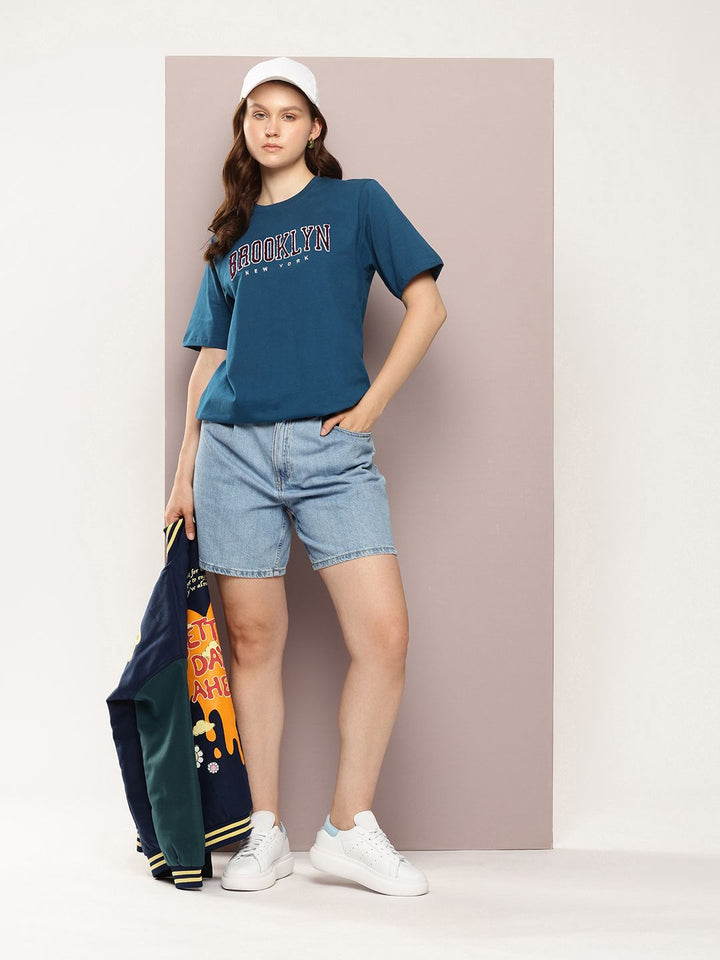 DILLINGER Varsity Printed Pure Cotton Oversized Embroidered T-shirt