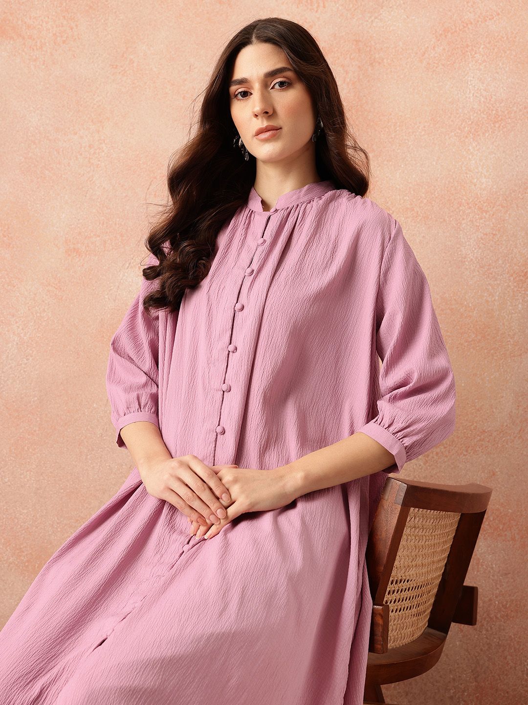 all about you Regular Crinkled Kurta with Trousers