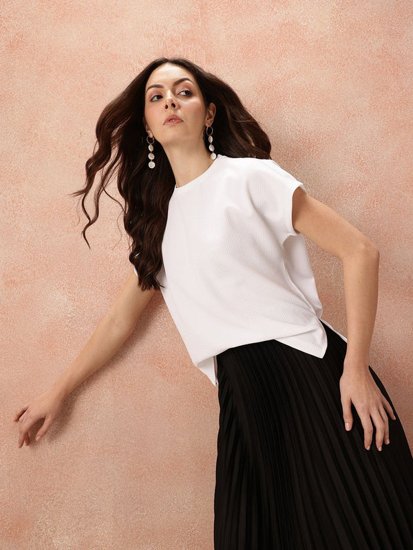 all about you Textured Extended Sleeves Top