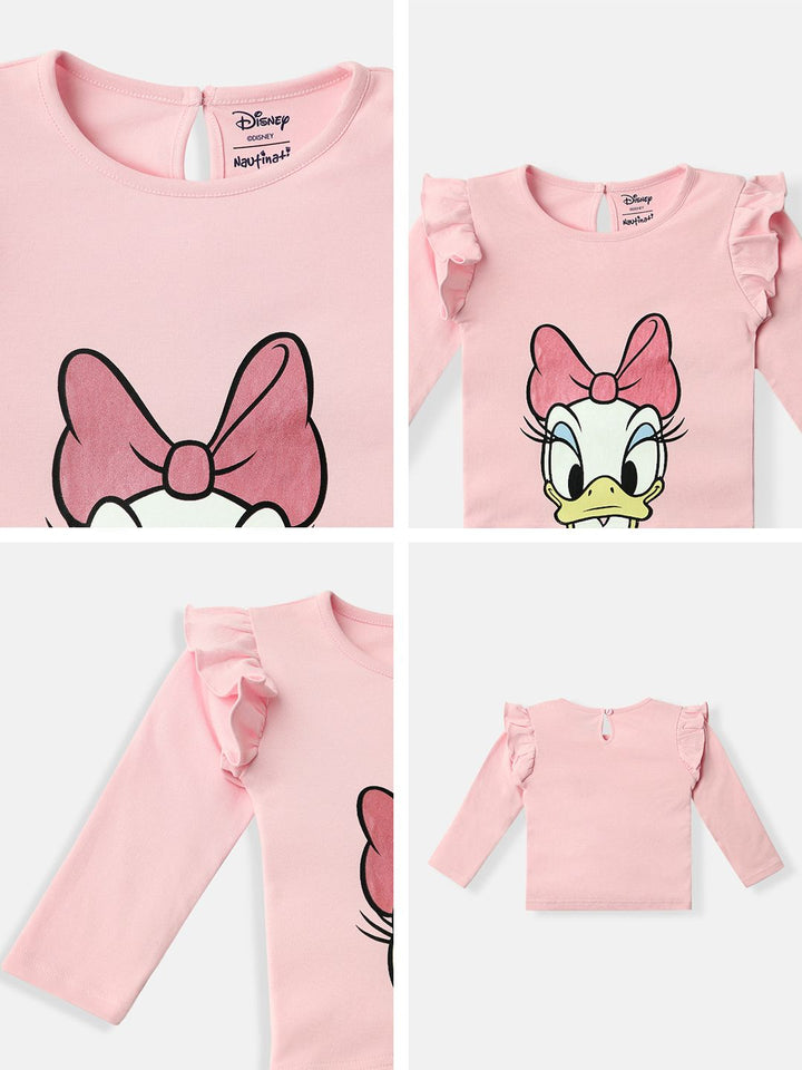 NautiNati Disney Daisy Baby Girls Pink Pure Cotton T Shirt